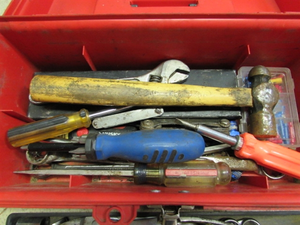 SMALL TOOLBOX FULL OF HAND TOOLS