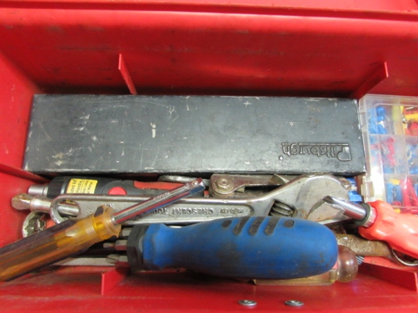 SMALL TOOLBOX FULL OF HAND TOOLS