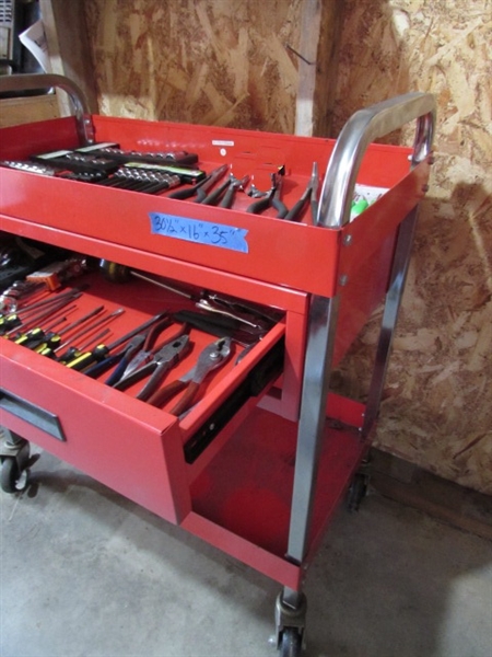 ROLLING SHOP CART W/DRAWER & TOOLS
