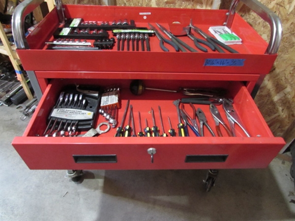 ROLLING SHOP CART W/DRAWER & TOOLS