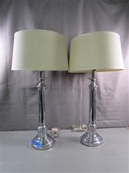 PAIR OF MODERN "CHROME" TABLE LAMPS