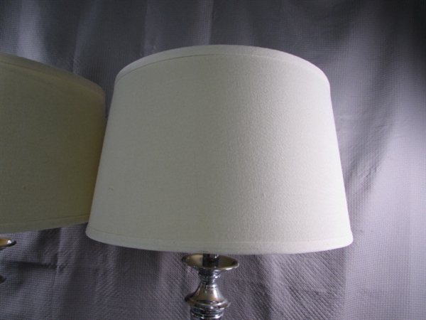 PAIR OF MODERN CHROME TABLE LAMPS