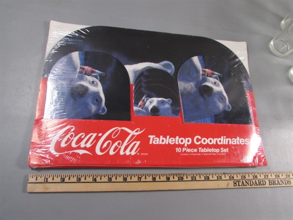 COCA-COLA COOLER, TINS, TABLE MATS & MORE