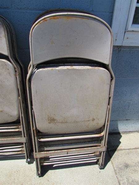 A DOZEN VINTAGE FOLDING METAL CHAIRS FROM AHS GYM