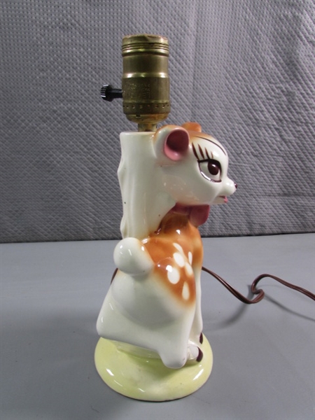 VINTAGE 1950'S BAMBI FAWN TABLE LAMP - WORKS