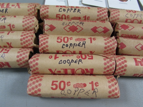 ROLLS & CARDED COPPER US PENNIES