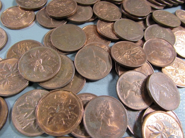 CANADIAN PENNIES, NICKELS, DIMES AND A QUARTER