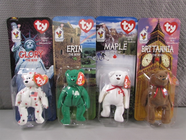 SET OF 4 MCDONALDS TY BEANIE BABIES - INTERNATIONAL SERIES - NEW IN PACKAGES