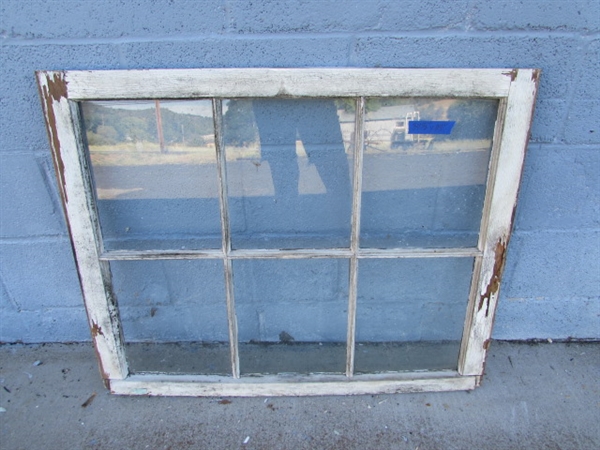 VINTAGE/ANTIQUE 6-PANE WOOD FRAMED WINDOW