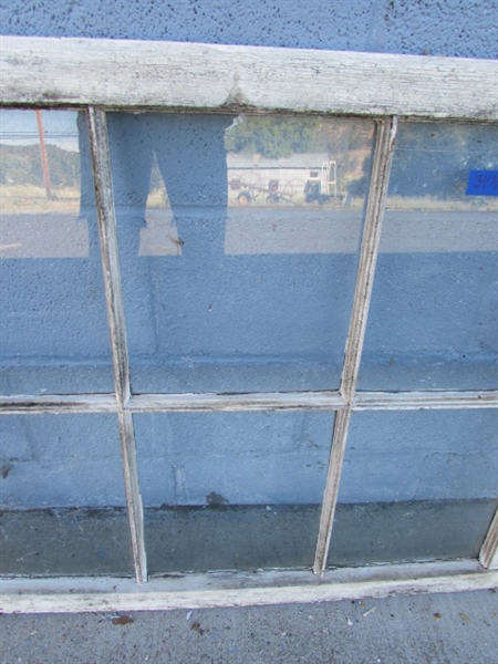 VINTAGE/ANTIQUE 6-PANE WOOD FRAMED WINDOW