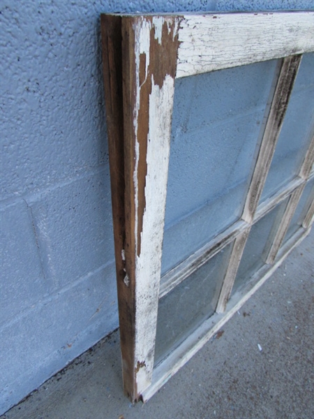 VINTAGE/ANTIQUE 6-PANE WOOD FRAMED WINDOW