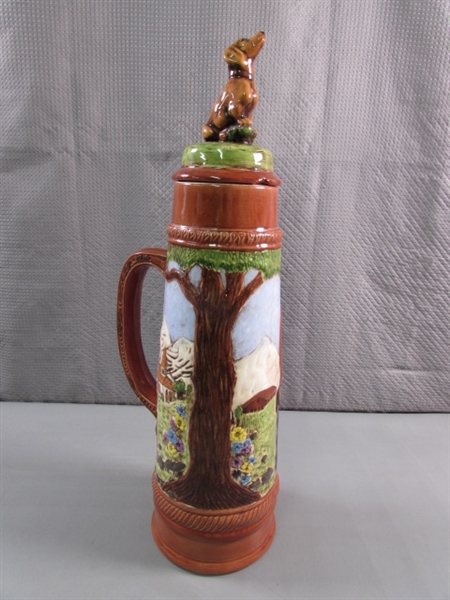 LARGE HAND PAINTED BEER STEIN - 1980