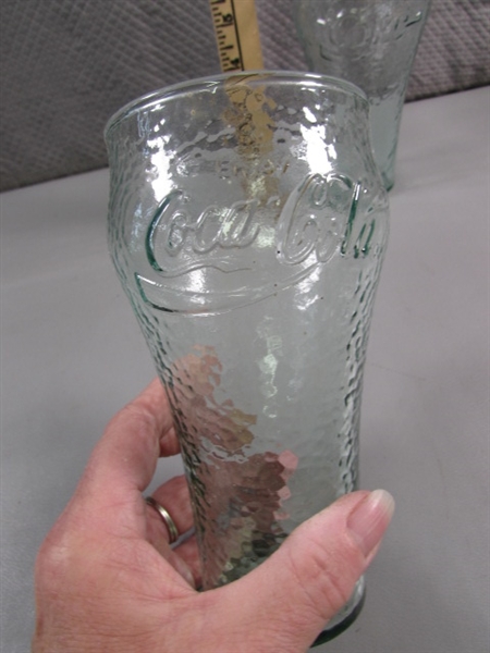 ASSORTMENT OF GREEN COCA-COLA DRINKING GLASSES