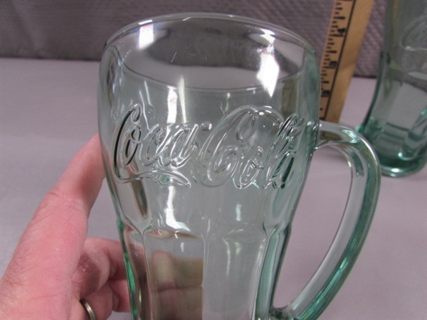 ASSORTMENT OF GREEN COCA-COLA DRINKING GLASSES