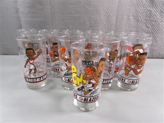 VINTAGE 91-94 DAIRY QUEEN "BLAZERS" COLLECTIBLE DRINKING GLASSES