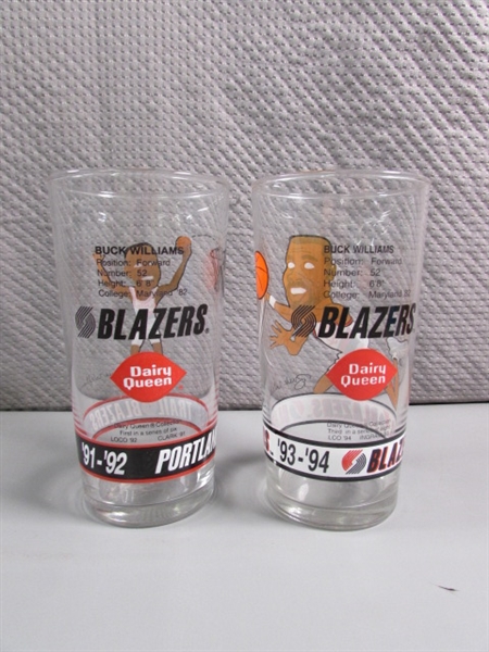 VINTAGE 91-94 DAIRY QUEEN BLAZERS COLLECTIBLE DRINKING GLASSES