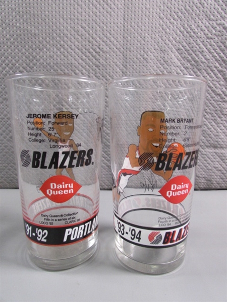 VINTAGE 91-94 DAIRY QUEEN BLAZERS COLLECTIBLE DRINKING GLASSES