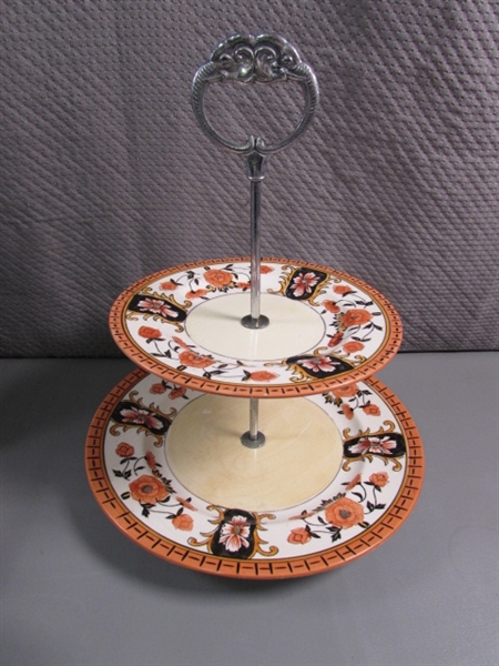JAPANESE VASES, CANDLE HOLDERS, TIERED PLATE & MORE