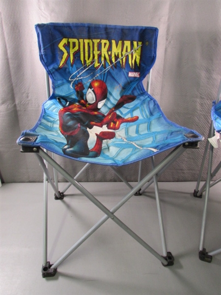 PAIR OF FOLDING SPIDERMAN KIDS CAMP CHAIRS
