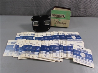 VINTAGE VIEWMASTER STEREOSCOPE W/LARGE COLLECTION OF FILM REELS