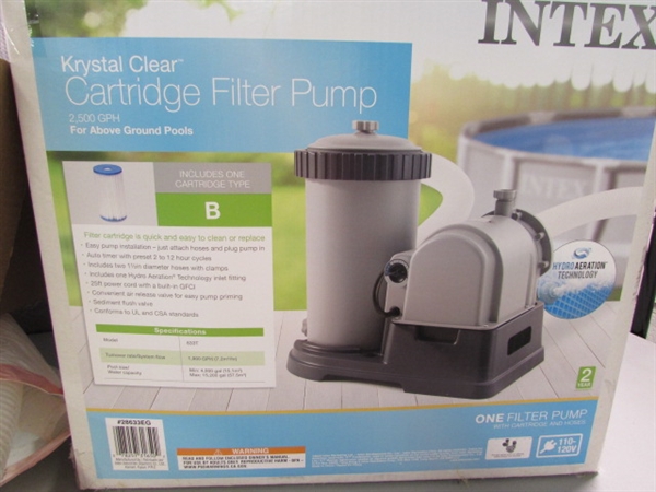 INTEX 2500 GPH POOL PUMP WITH HOSES, FILTERS & ACCESSORIES