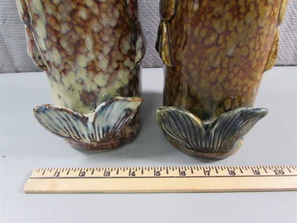 PAIR OF POTTERY FISH VASES