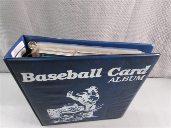 BASEBALL CARD ALBUM WITH HOLOGRAPHIC BASEBALL & FOOTBALL CARDS & DIE CUT CARDS