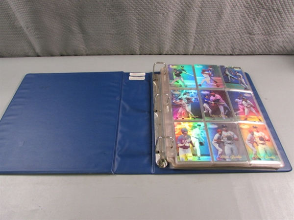 BASEBALL CARD ALBUM WITH HOLOGRAPHIC BASEBALL & FOOTBALL CARDS & DIE CUT CARDS