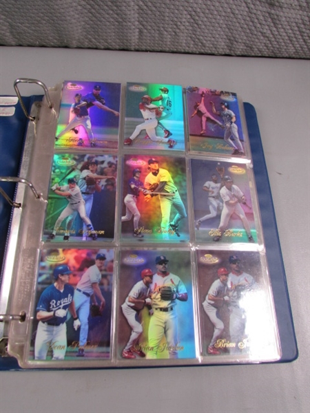 BASEBALL CARD ALBUM WITH HOLOGRAPHIC BASEBALL & FOOTBALL CARDS & DIE CUT CARDS