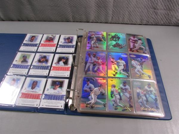 BASEBALL CARD ALBUM WITH HOLOGRAPHIC BASEBALL & FOOTBALL CARDS & DIE CUT CARDS