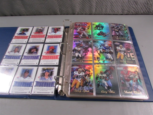 BASEBALL CARD ALBUM WITH HOLOGRAPHIC BASEBALL & FOOTBALL CARDS & DIE CUT CARDS