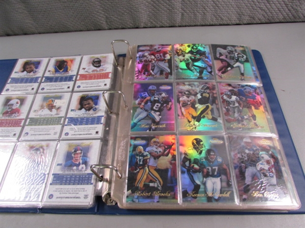 BASEBALL CARD ALBUM WITH HOLOGRAPHIC BASEBALL & FOOTBALL CARDS & DIE CUT CARDS