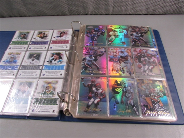 BASEBALL CARD ALBUM WITH HOLOGRAPHIC BASEBALL & FOOTBALL CARDS & DIE CUT CARDS