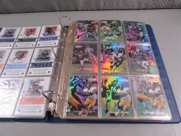 BASEBALL CARD ALBUM WITH HOLOGRAPHIC BASEBALL & FOOTBALL CARDS & DIE CUT CARDS