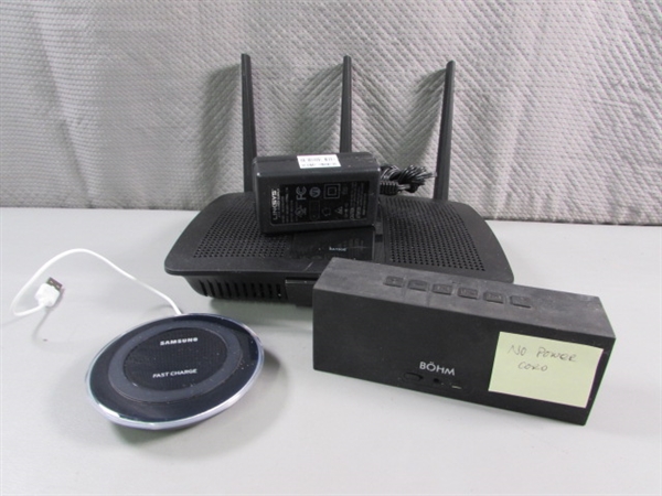 WIRELESS CHARGER, ROUTER & PORTABLE SPEAKER