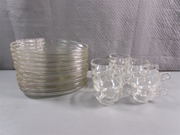 12 VINTAGE GLASS PARDI-ADE SNACK TRAYS W/11 CUPS