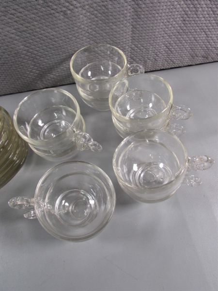 12 VINTAGE GLASS PARDI-ADE SNACK TRAYS W/11 CUPS