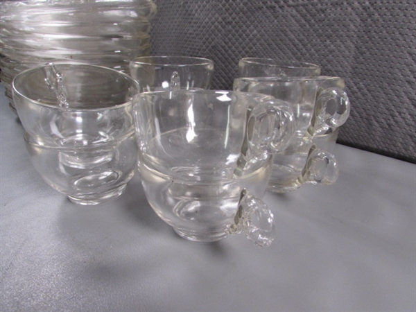 12 VINTAGE GLASS PARDI-ADE SNACK TRAYS W/11 CUPS