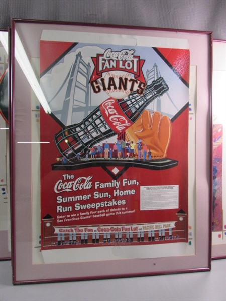 6 POSTER FRAMES (WITH GLASS) W/COCA-COLA ADVERTISEMENTS