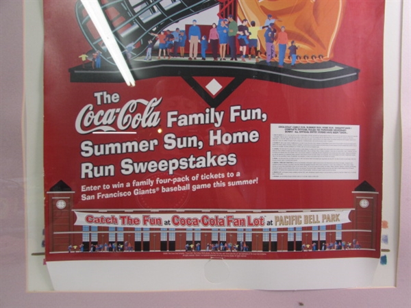 6 POSTER FRAMES (WITH GLASS) W/COCA-COLA ADVERTISEMENTS