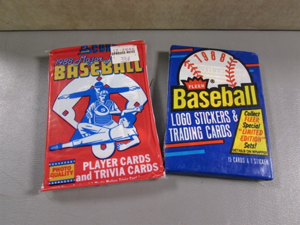 2 BOXES OF BASEBALL CARDS - SOME UNOPENED PACKS INCLUDED