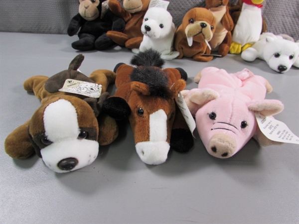 LARGE COLLECTION OF LEOSCO SMALL PLUSH ANIMALS (BEANIE BABY STYLE) - ALL ARE NEW WITH TAGS