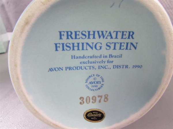 VINTAGE 1990 AVON BEER STEIN FRESHWATER FISHING
