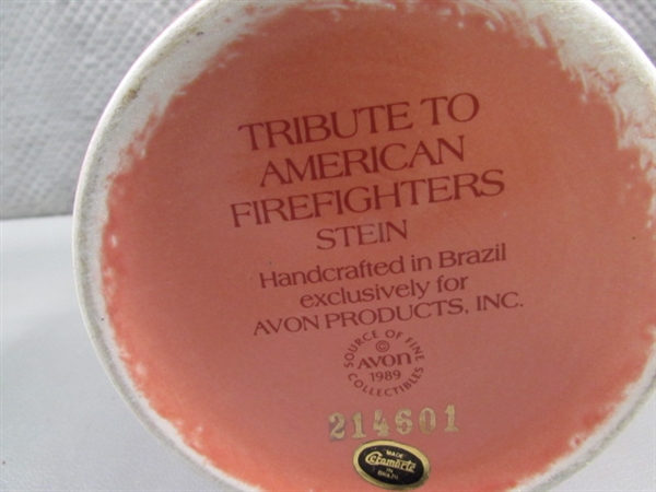 VINTAGE 1989 AVON BEER STEIN TRIBUTE TO AMERICAN FIREFIGHTERS