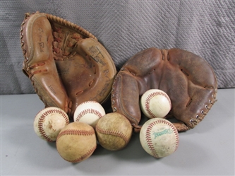 CATCHERS MITTS & BASEBALLS