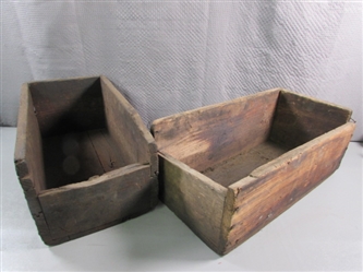 PAIR OF RUSTIC WOODEN BOXES - PERFECT FOR SHOWCASING YOUR SUCCULENT GARDEN