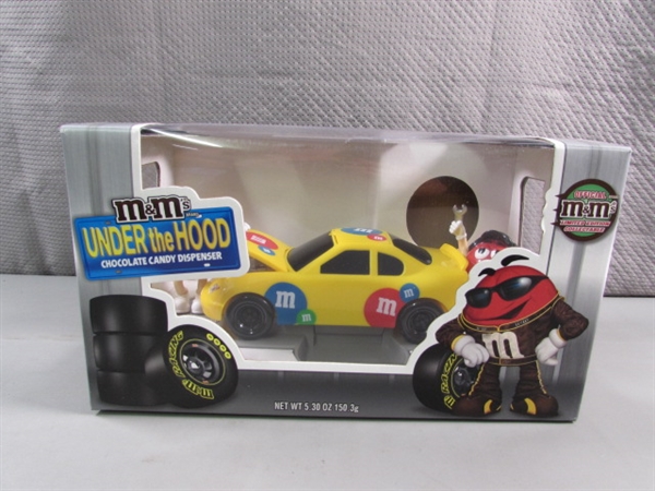 NEW UNDER THE HOOD RACE CAR M&M CANDY DISPENSER