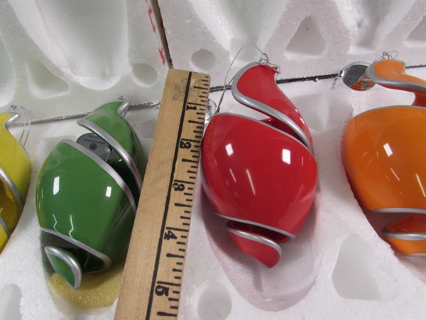 SET OF 6 NEW SPIRALS OF FUN CERAMIC M&M ORNAMENTS FROM THE BRADFORD EXCHANGE