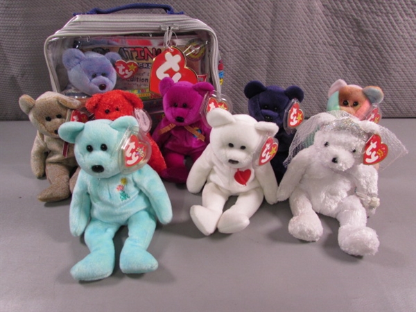 9 VINTAGE TY BEANIE BABIES - ALL HAVE TAGS/MOST WITH PROTECTORS