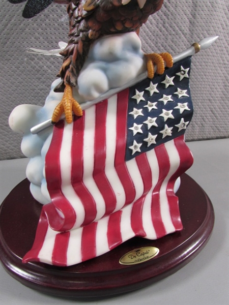 FIBER OPTIC EAGLE & AMERICAN FLAG STATUE